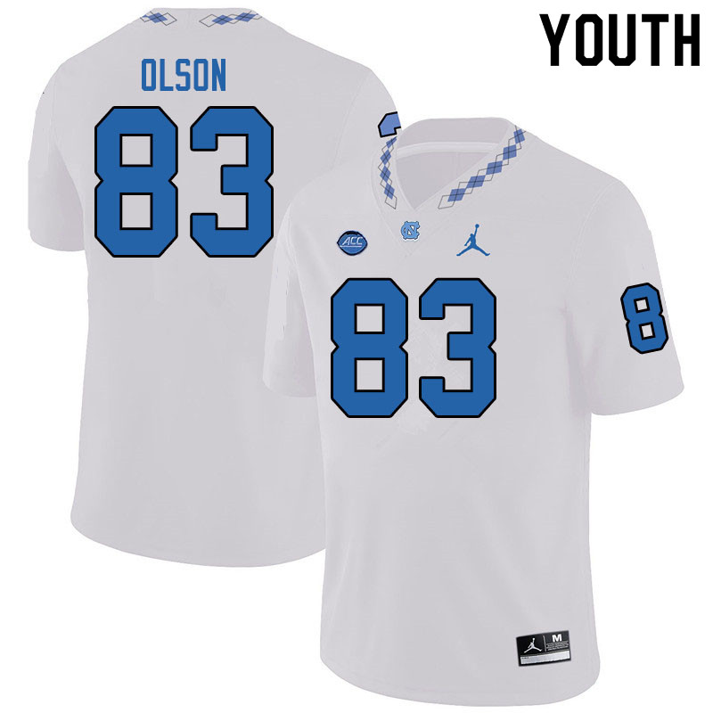 Jordan Brand Youth #83 Justin Olson North Carolina Tar Heels College Football Jerseys Sale-White